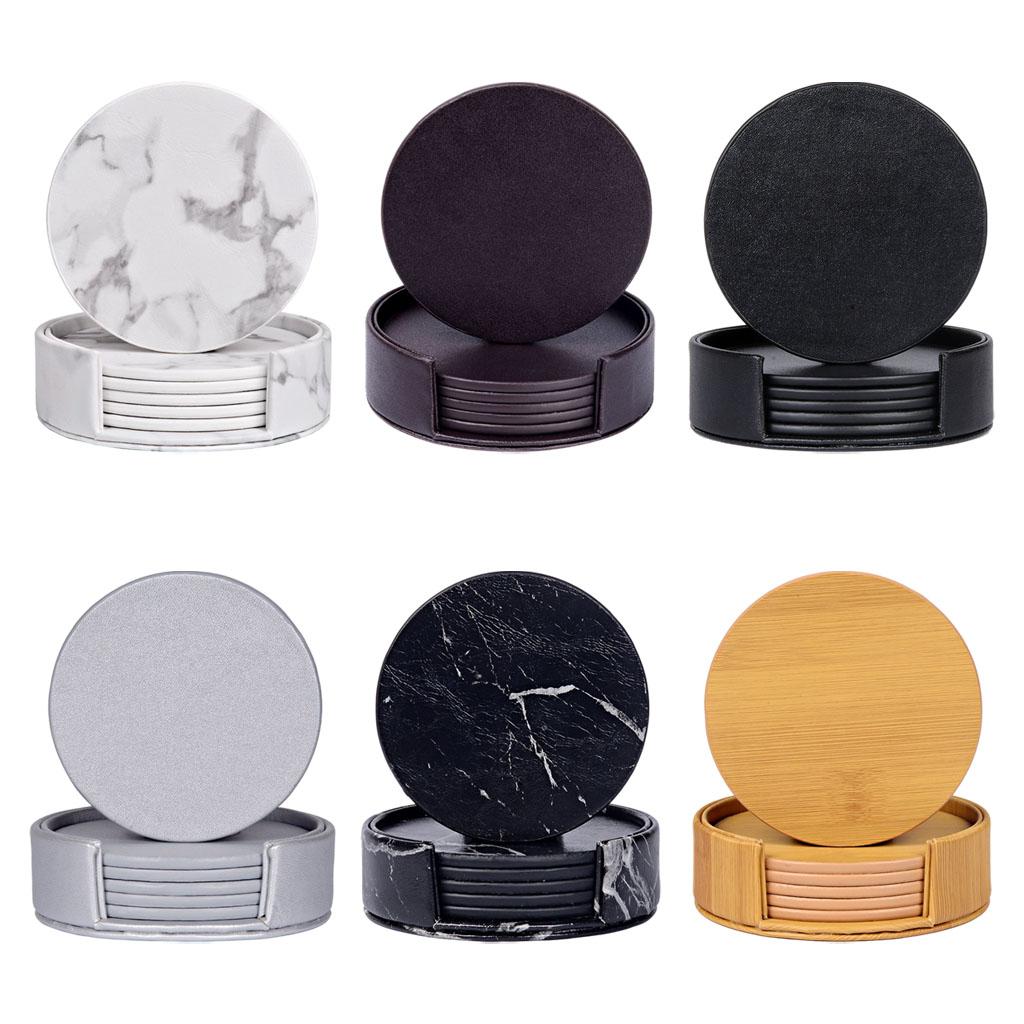 Marble Coaster Set - Yuvarlak Mermer Bardak Altlıkları ve Tutucu