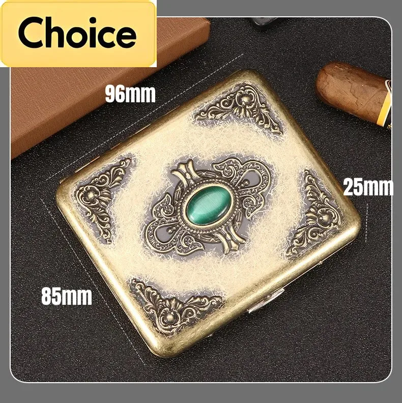 Premium Cigar Case - Vintage Kabartma yeşim Kapasiteli 20 adet