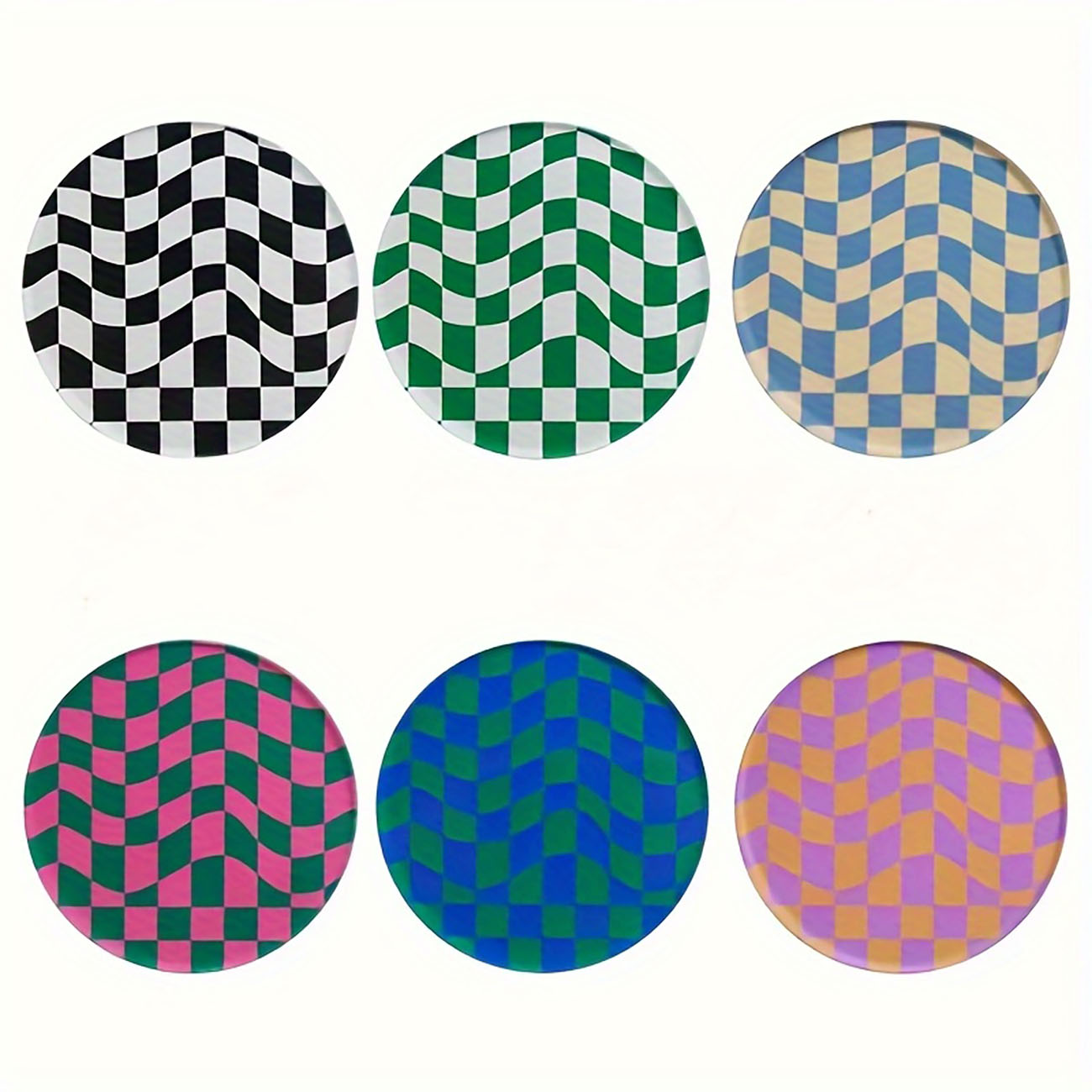 Marble Coaster Set - 6 Parça - Ahşap Bardak Altlıkları,
