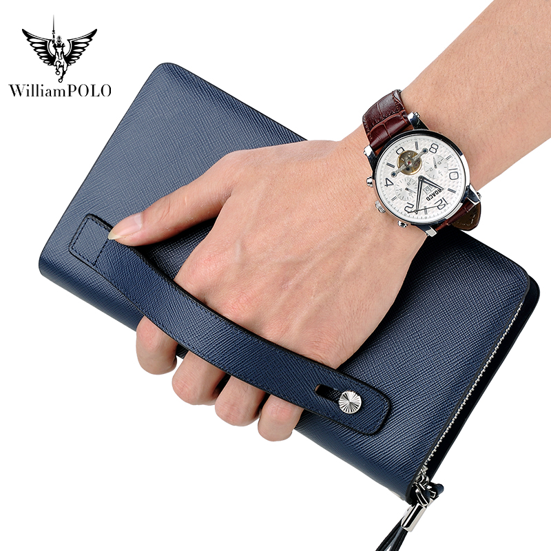Leather Wallet Men - WILLIAMPOLO Lüks erkek Deri el çantası