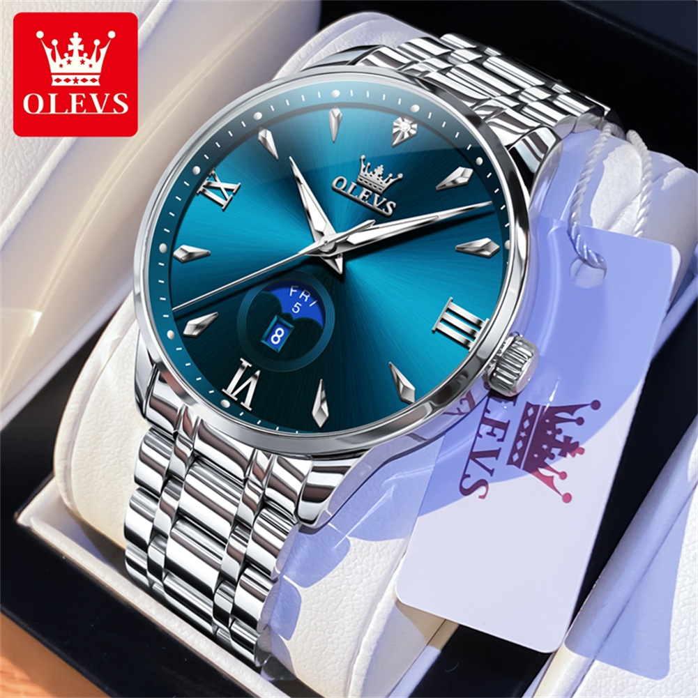 Luxury Watch Men - OLEVS Ay Fazı erkek saatleri takvim