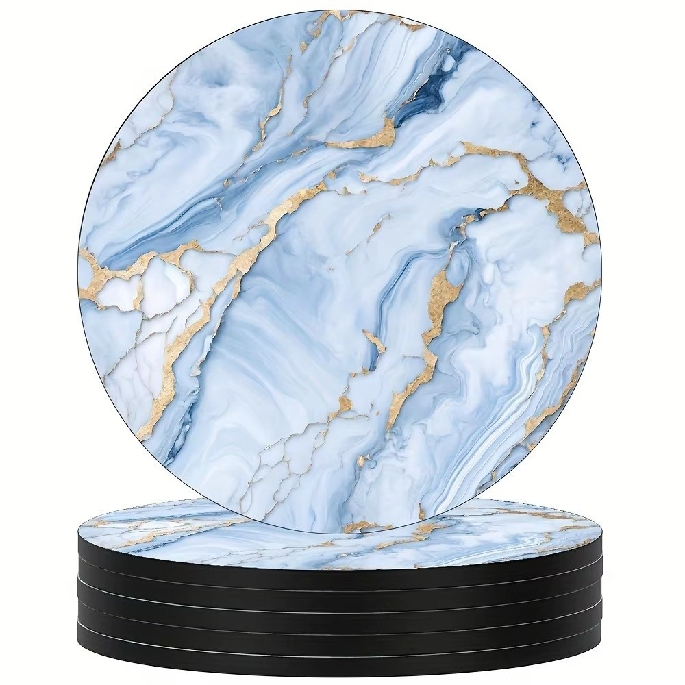 Marble Coaster Set - 6 adet 4 inç içecek altlığı