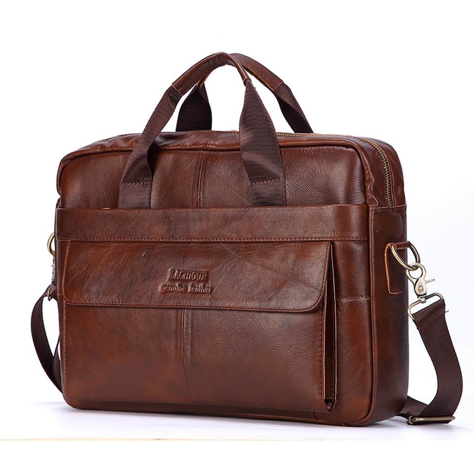 Leather Briefcase - Erkekler hakiki deri çantalar rahat deri
