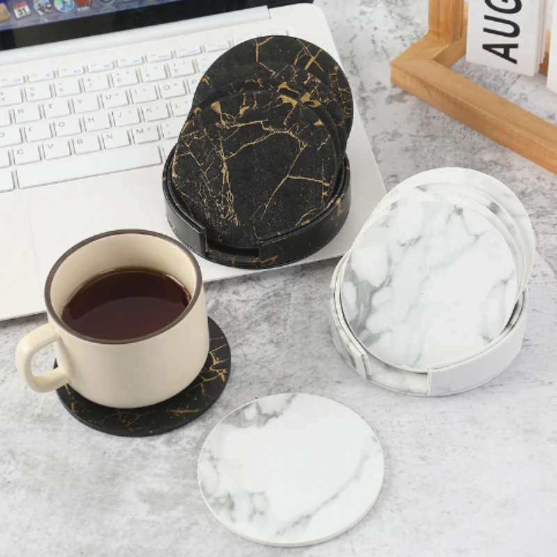 Marble Coaster Set - 6 adetMermer Coaster Suni Deri 10