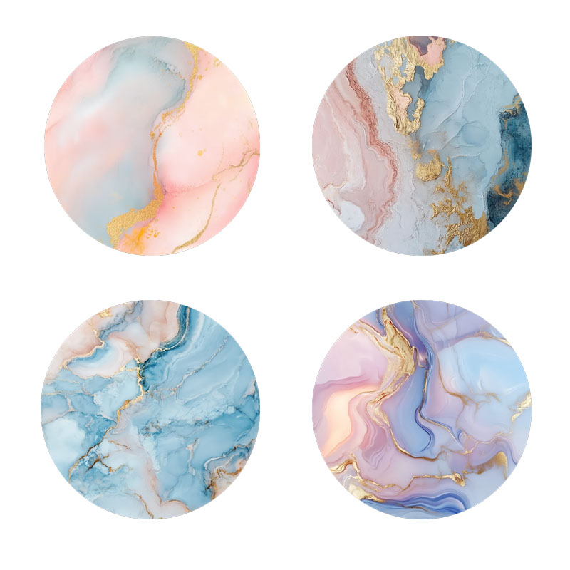 Marble Coaster Set - 4 Parça Mermer Desenli Baskılı Bardak