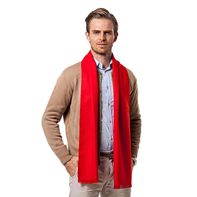 Cashmere Scarf - Moda Kış Düz Renk Erkekler Kırmızı