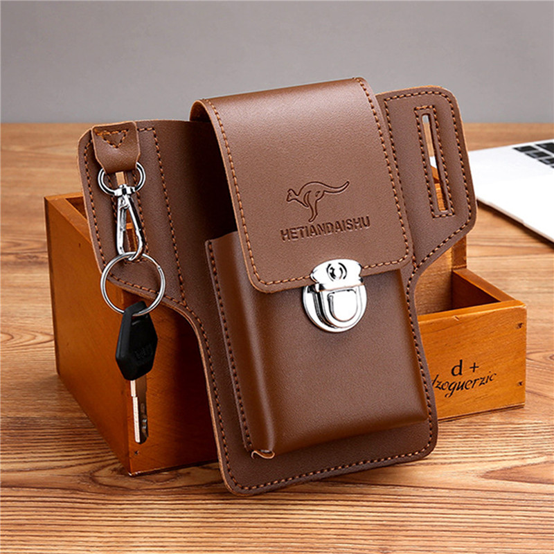 Leather Wallet Men - Erkekler İçin Telefon Kemer Çantası, Cep