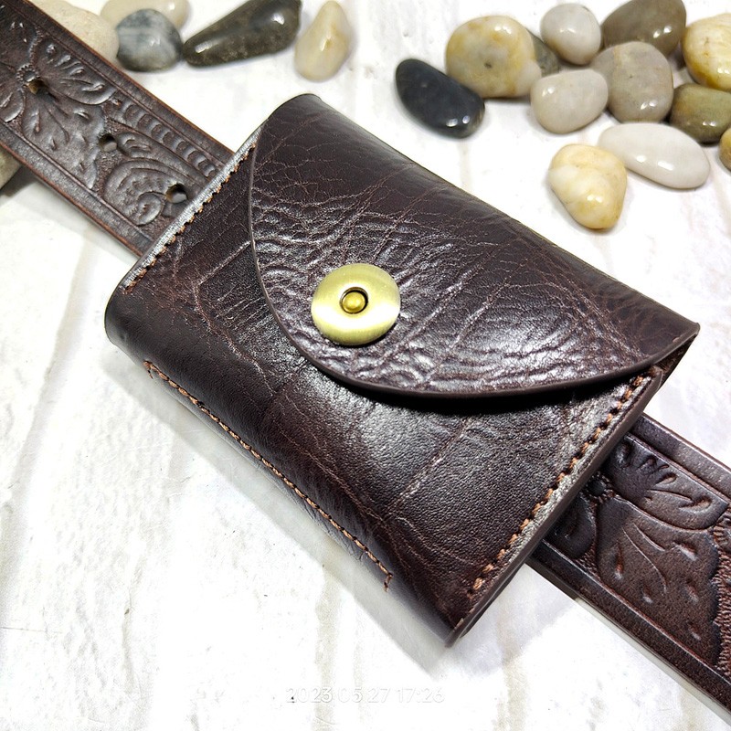 Leather Wallet Men - Blongk Mini bel çantası ince kemer