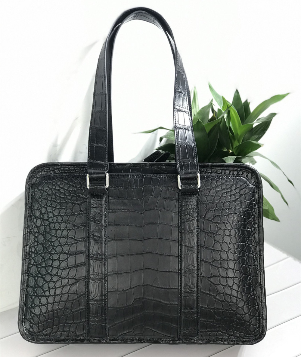 Leather Briefcase - Yeni Timsah Derisi Laptop Çantası Gerçek