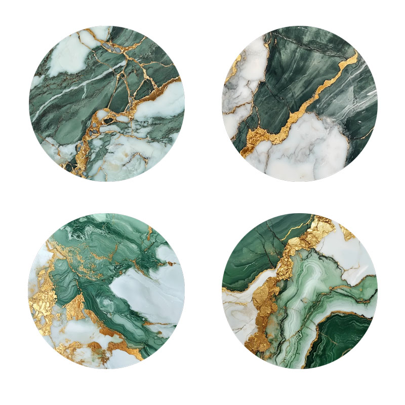 Marble Coaster Set - 4 Parça Mermer Desenli Baskılı Bardak