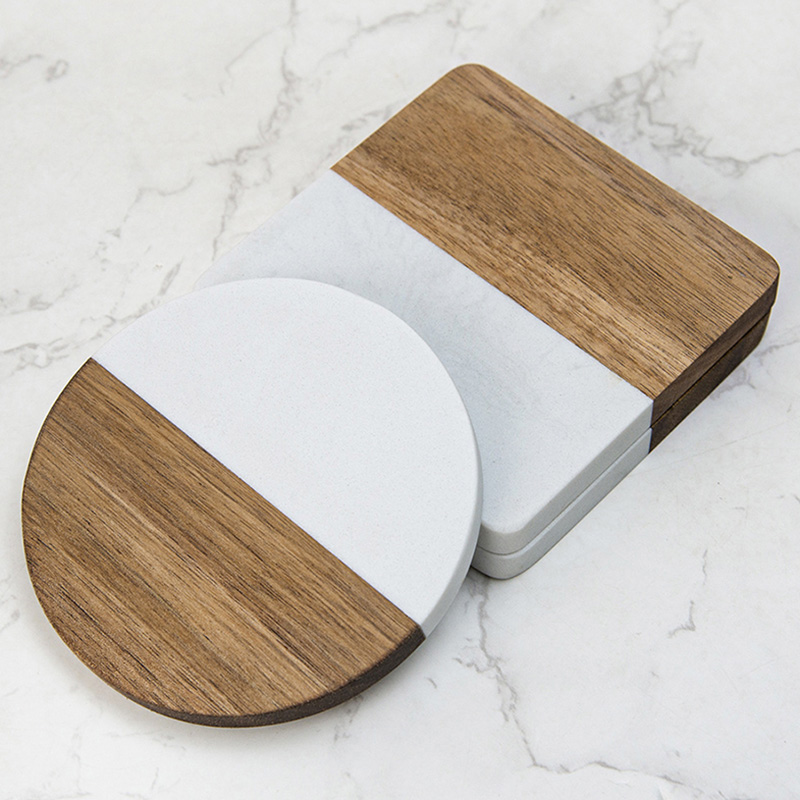 4 Adet Mermer Akasya Ahşap Bar - Marble Coaster Set incelemesi ve fiyatı