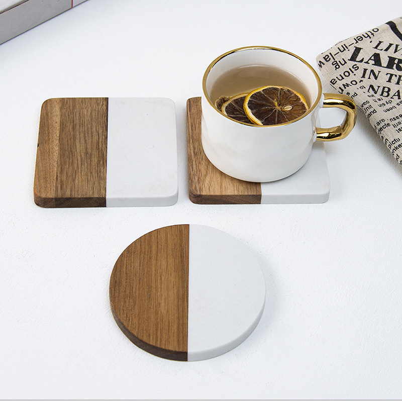 4 Adet Mermer Akasya Ahşap Bar - Marble Coaster Set incelemesi ve fiyatı