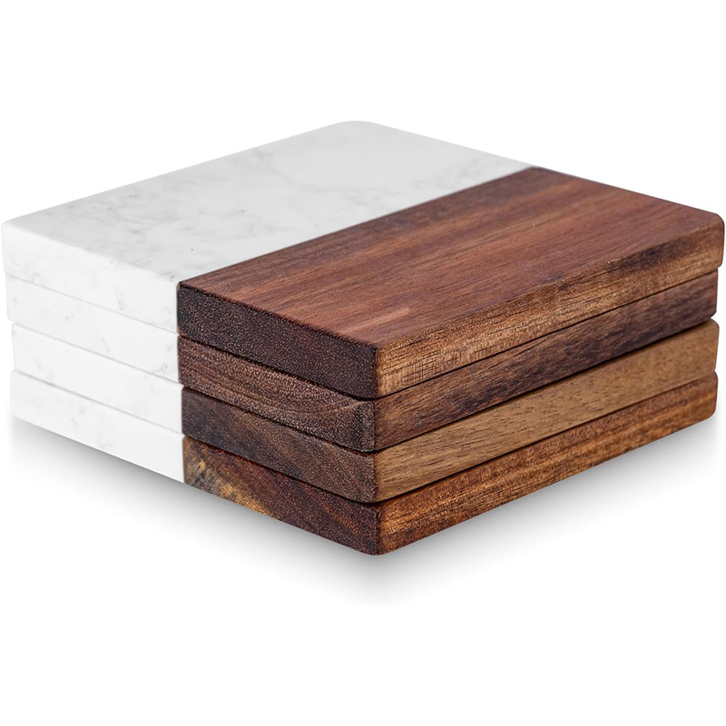 4 Adet Mermer Akasya Ahşap Bar - Marble Coaster Set incelemesi ve fiyatı