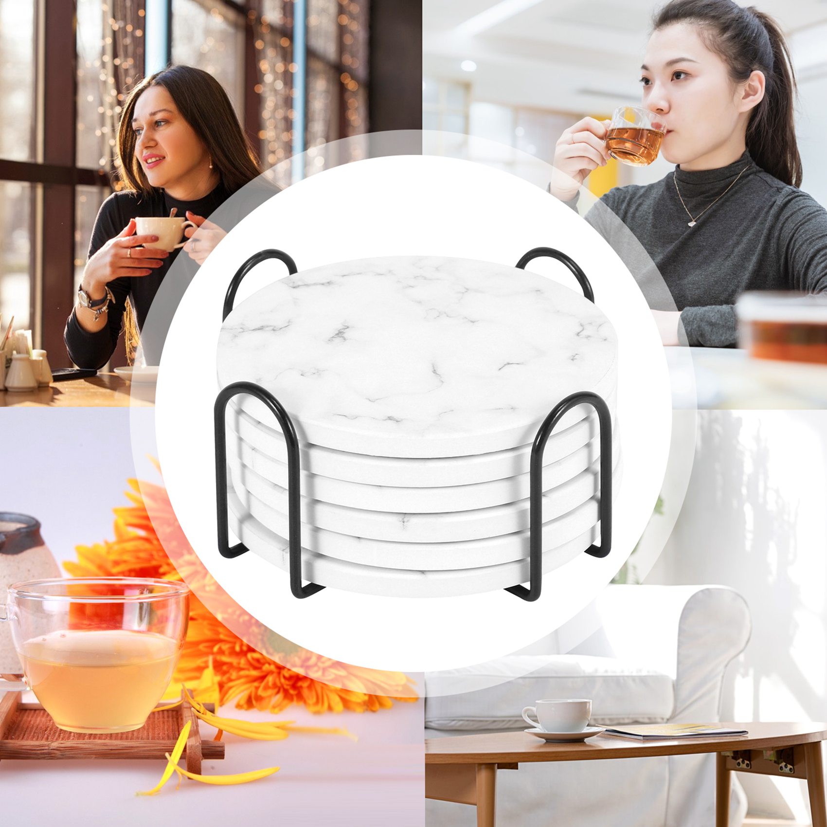 ABAH-Sıvı Emici Bardak Altlıkl - Marble Coaster Set incelemesi ve fiyatı