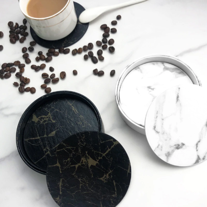 6 adetMermer Coaster Suni Deri - Marble Coaster Set incelemesi ve fiyatı