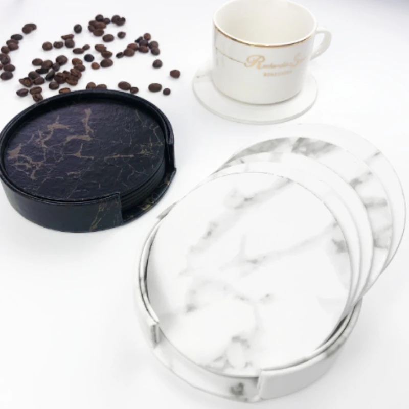 6 adetMermer Coaster Suni Deri - Marble Coaster Set incelemesi ve fiyatı