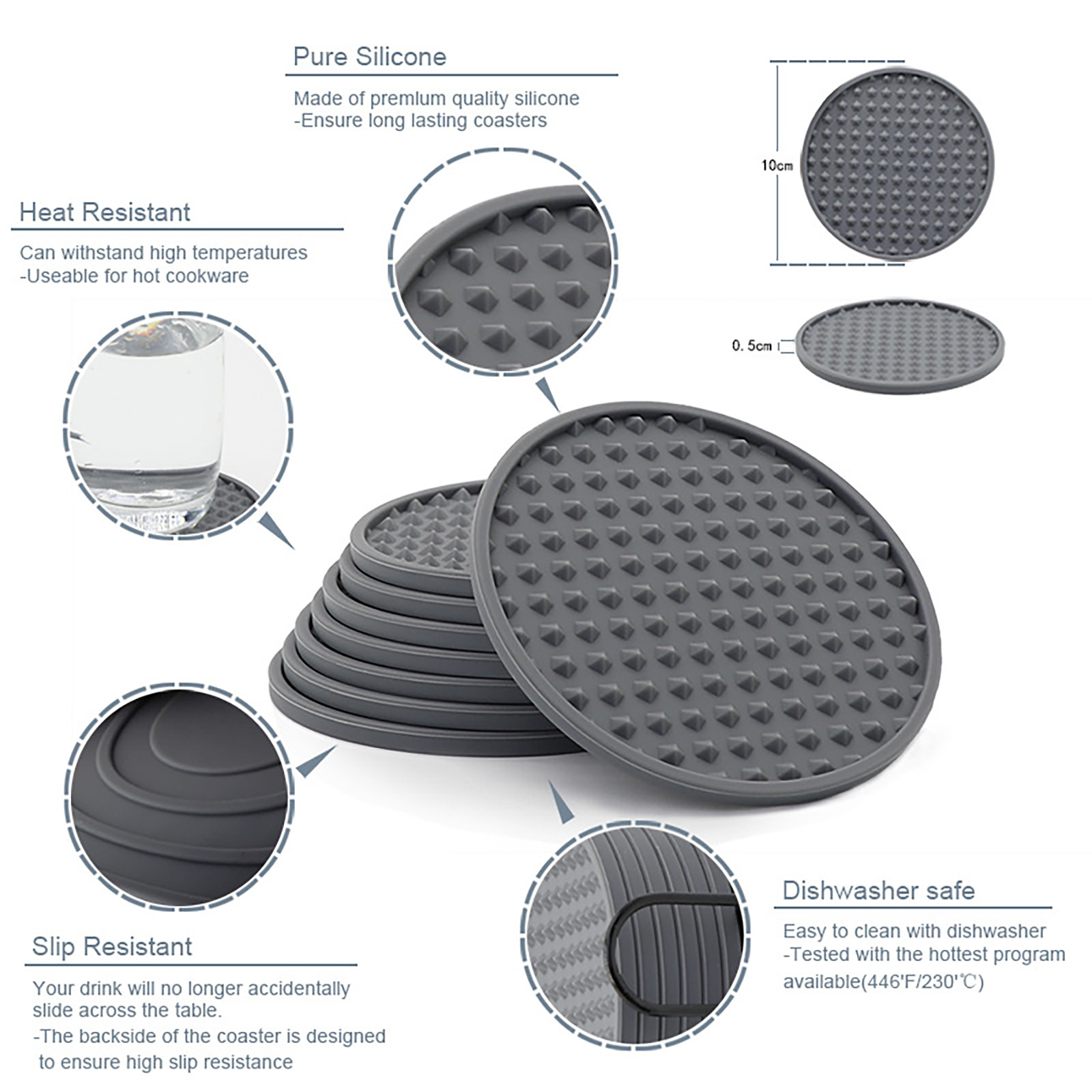 6 adet kaymaz silikon içme bar - Marble Coaster Set incelemesi ve fiyatı