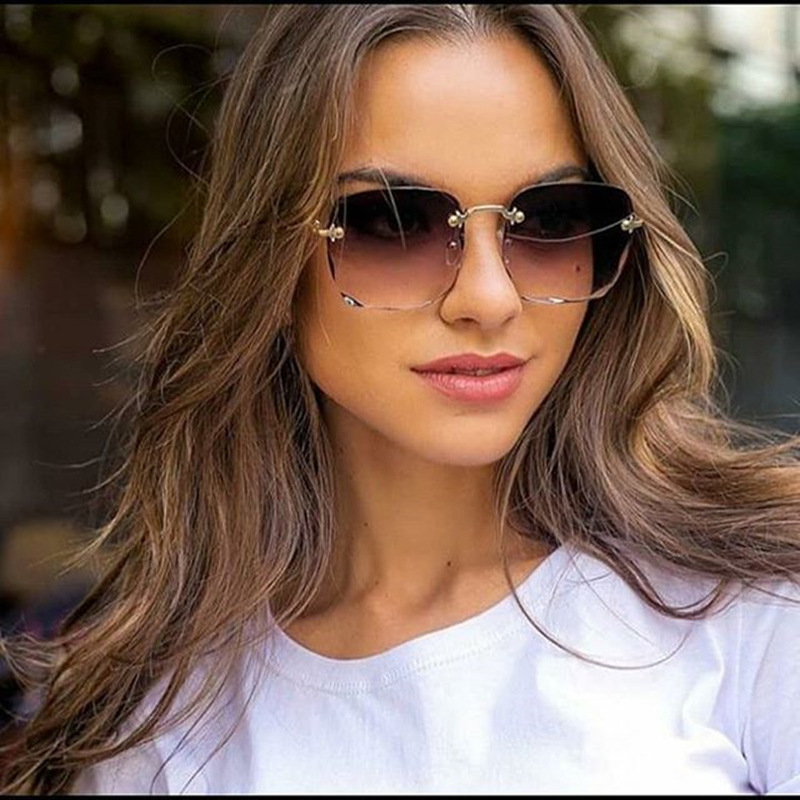 1/3 adet yeni çerçevesiz kadın - Designer Sunglasses incelemesi ve fiyatı