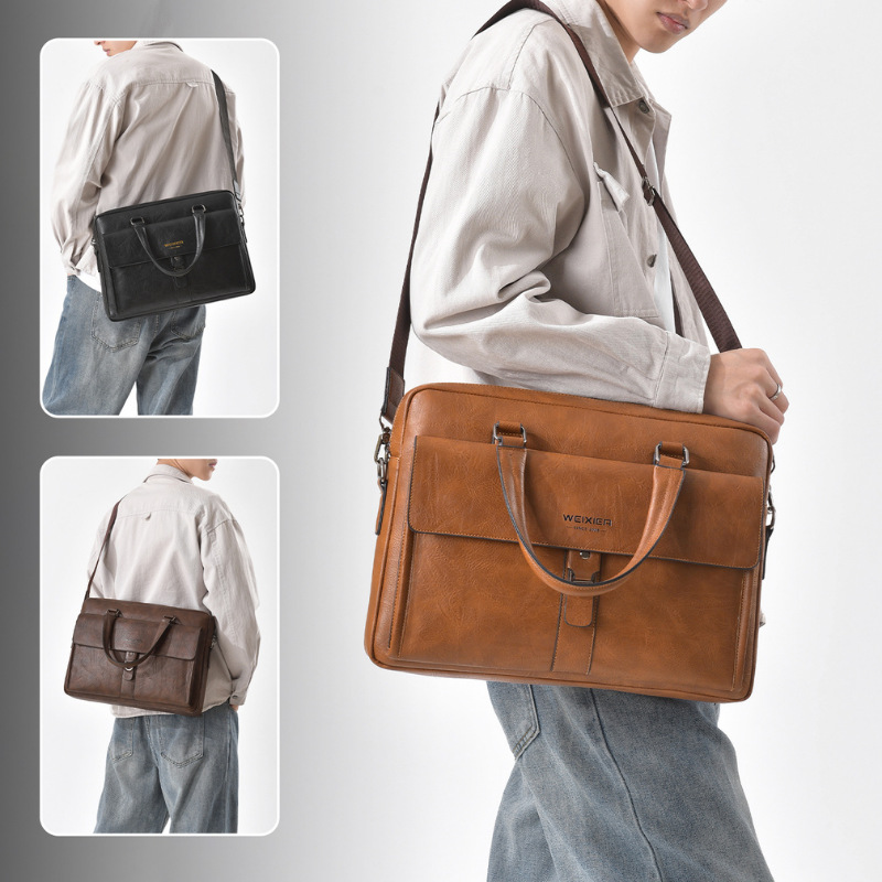 Vintage Koyu Kahverengi PU Der - Leather Briefcase incelemesi ve fiyatı
