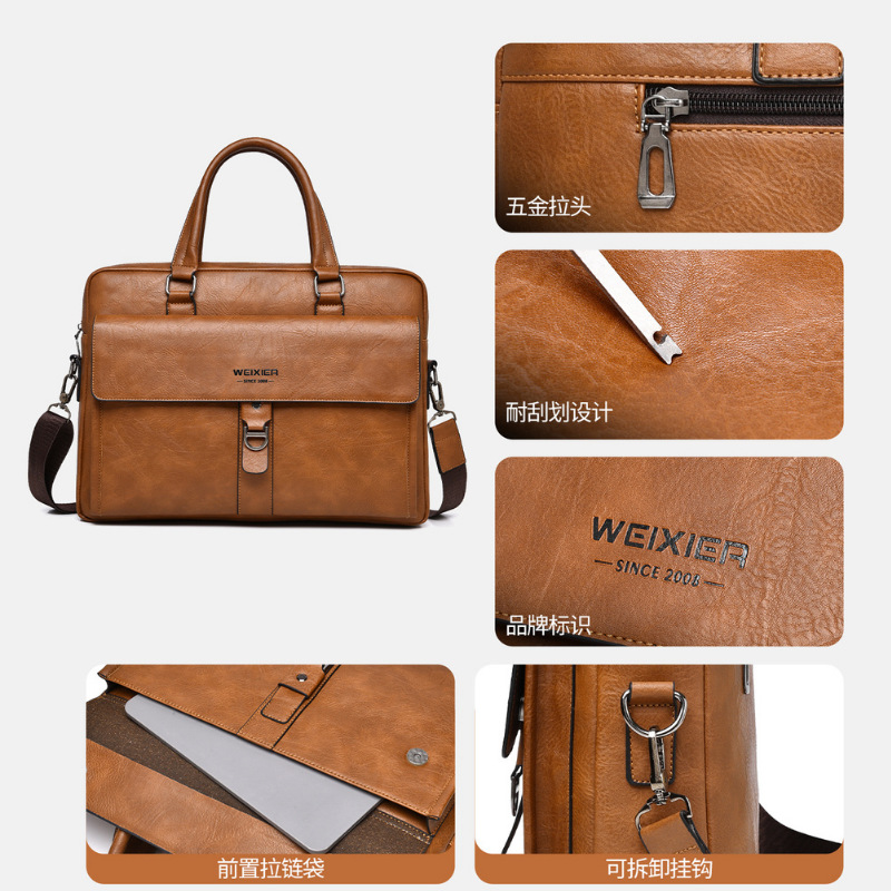 Vintage Koyu Kahverengi PU Der - Leather Briefcase incelemesi ve fiyatı