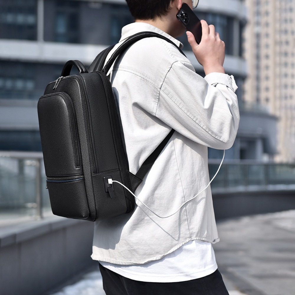 PU Deri Erkek Sırt Çantası USB - Leather Briefcase incelemesi ve fiyatı