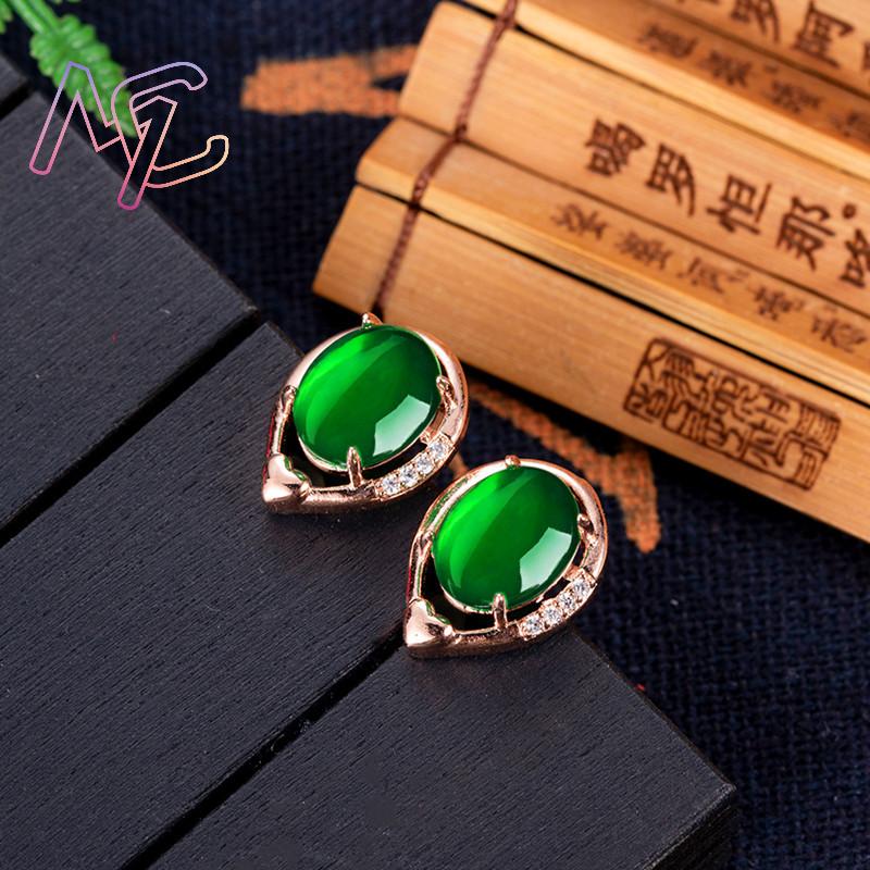 Doğal yeşim çiçek küpe taş kul - Gold Plated Jewelry incelemesi ve fiyatı