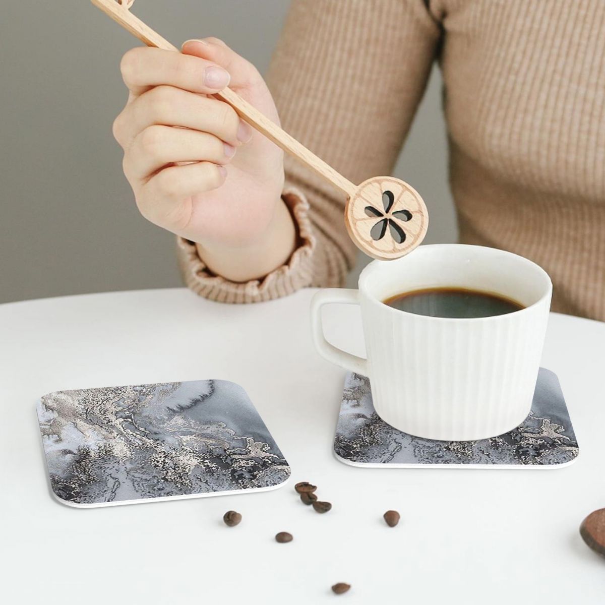 Gri ve Gümüş Mermer Bardak Alt - Marble Coaster Set incelemesi ve fiyatı