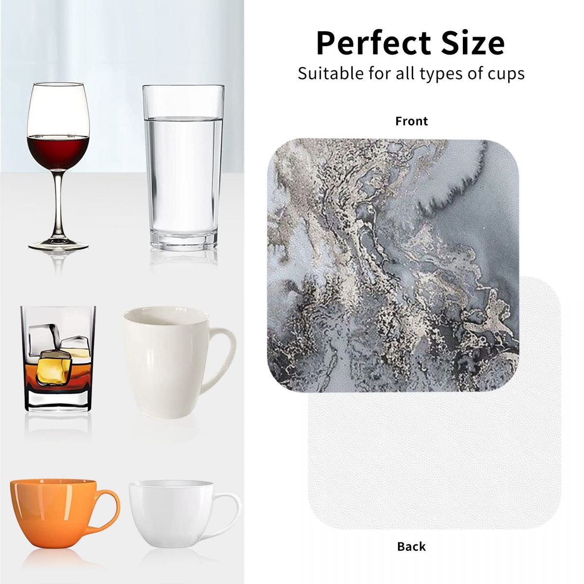 Gri ve Gümüş Mermer Bardak Alt - Marble Coaster Set incelemesi ve fiyatı